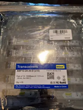 Asf13-24-20-d 10gtek X10 For Cisco Glc-lh-sm Transceiver Gigabit Sfp 1000base-lx 1310nm Smf 20km 10 Pack