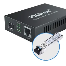 Wg-33-1gx1gt-sfp 10gtek Sfp Kit#3 Gigabit Ethernet Media Converter Singlemode Dual Lc Fiber To Rj45 C