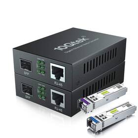 10gtek Wg-33-1gx1gt-sfp Sfp Kit#6 A Pair Of Gigabit Ethernet Bidi Media Converter Singlemode Single Lc Fiber T