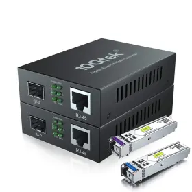 Wg-33-1gx1gt-sfp 10gtek Sfp Kit#6 A Pair Of Gigabit Ethernet Bidi Media Converter Singlemode Single Lc Fiber T
