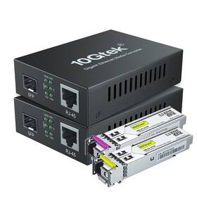 10gtek Wg-33-1gx1gt-sfp Sfp Kit#7 A Pair Of Gigabit Ethernet Bidi Media Converter Singlemode Single Lc Fiber T