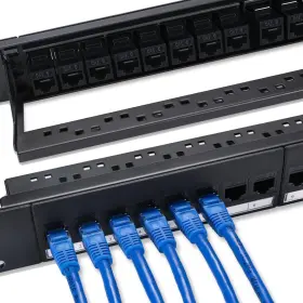 6comgiga 754422210317 24 Rj45 Port Cat6 Coupler Patch Panel With Utp Pass Through Removable Back B