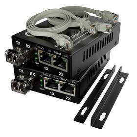 Adnet An-um-2gtx-1gsfx Dual Rj45 Ports Pair Of Fiber Media Converters Gigabit Ethernet Mm Lc 850