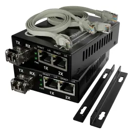 An-um-2gtx-1gsfx Adnet Dual Rj45 Ports Pair Of Fiber Media Converters Gigabit Ethernet Mm Lc 850