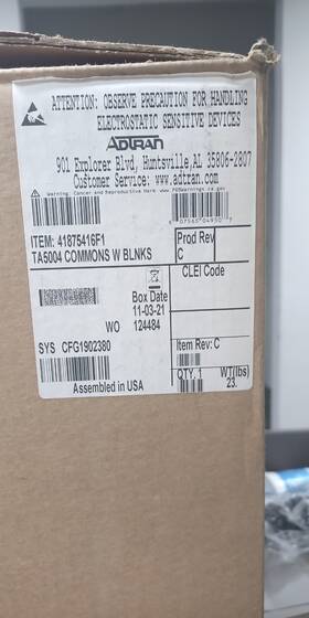Adtran 41875416f1 - Ta5004 Chassis Kit Rdnt Msm20s Fan And Pwr/alm New