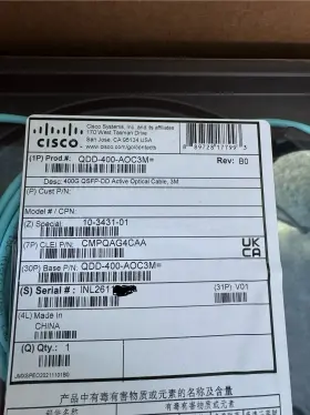 Qdd-400g-aoc3m Cisco New Genuine Qdd-400-aoc3m With Hologram 10-3431-01