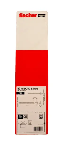 M12x250 Fischer 50284 Rg 5.8 Gvz Threaded Rod