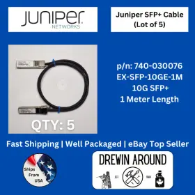Ex-sfp-10ge-dac-1m Juniper 740-030076 Lot Of 5 - 10g Sfp Cables 1 Meter