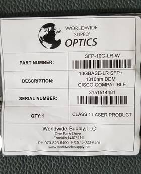 Optics Sfp-10g-lr-w Lot Of 2 New 10gbase-lr Sfp Module 1310 Nm Ddm Cisco Comp