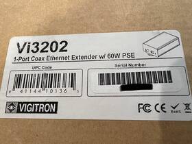 Vigitron Vi3202 1-port Coax Ethernet Extender With 60w Poe New 7blu149