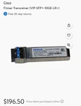 Finisar Transceiver (VIP-SFP+-10GE-LR-) New. Price: $100.00.