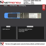 QSFP-100G-LR4 Arista XVR-10068-21 100GBASE-LR4 1310NM 10KM Module Used. Price: $365.00.